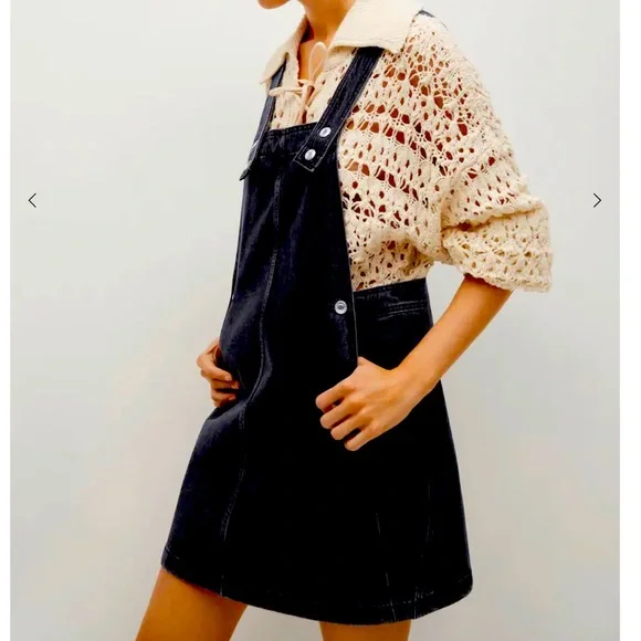 Mango | Dresses | Black Denim Pinafore Dress | Poshmark